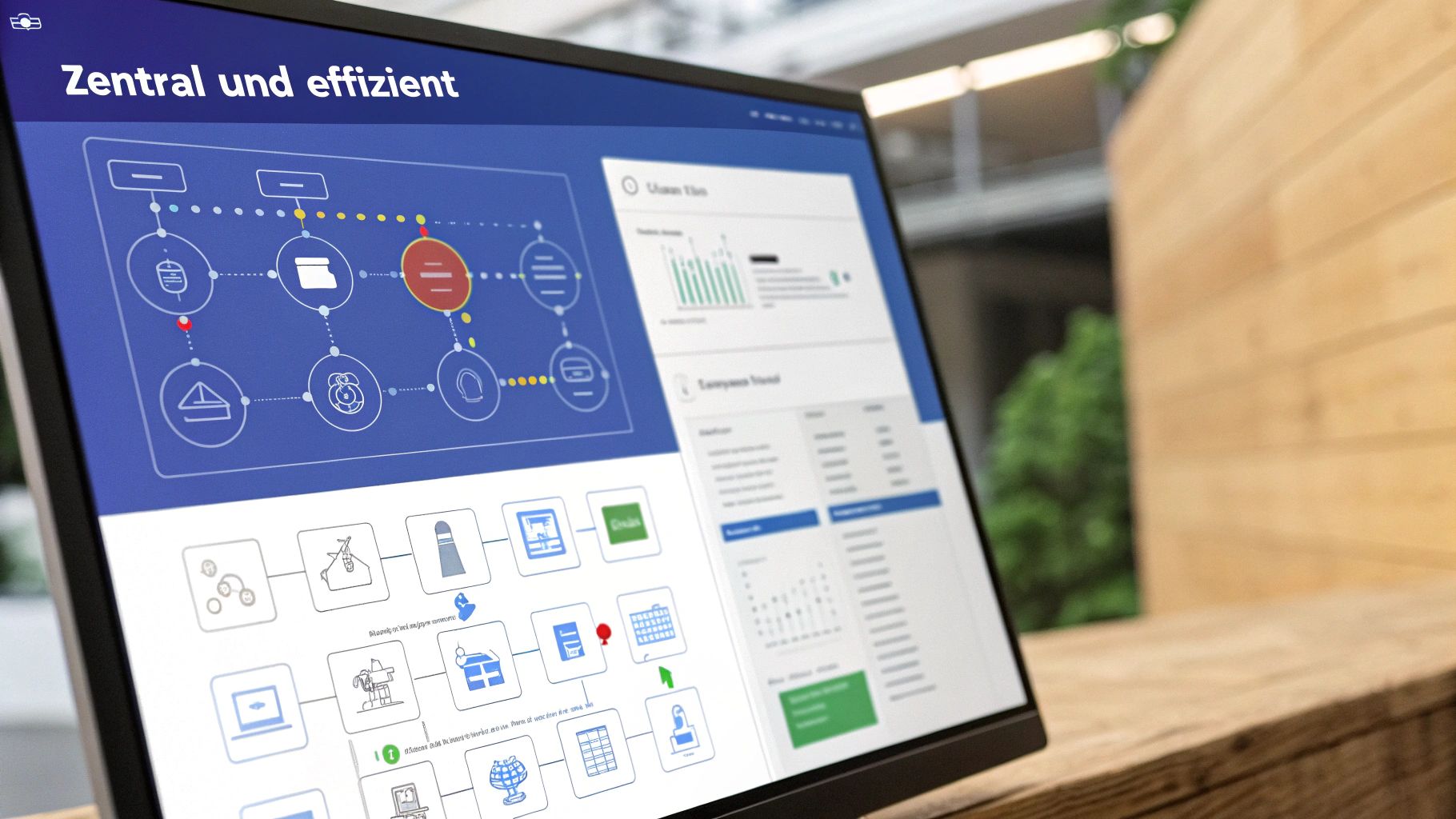 Eine strategische Darstellung der Vorteile einer All-in-One-Lösung auf einem Whiteboard.