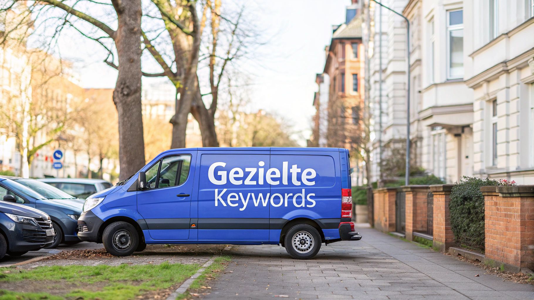 Eine Person sucht an einem Laptop nach Keywords