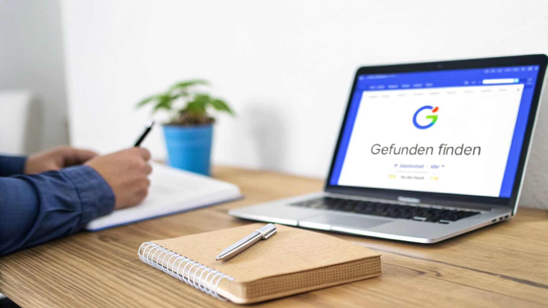 Eine Person plant eine Social-Media-Strategie auf einem Tablet