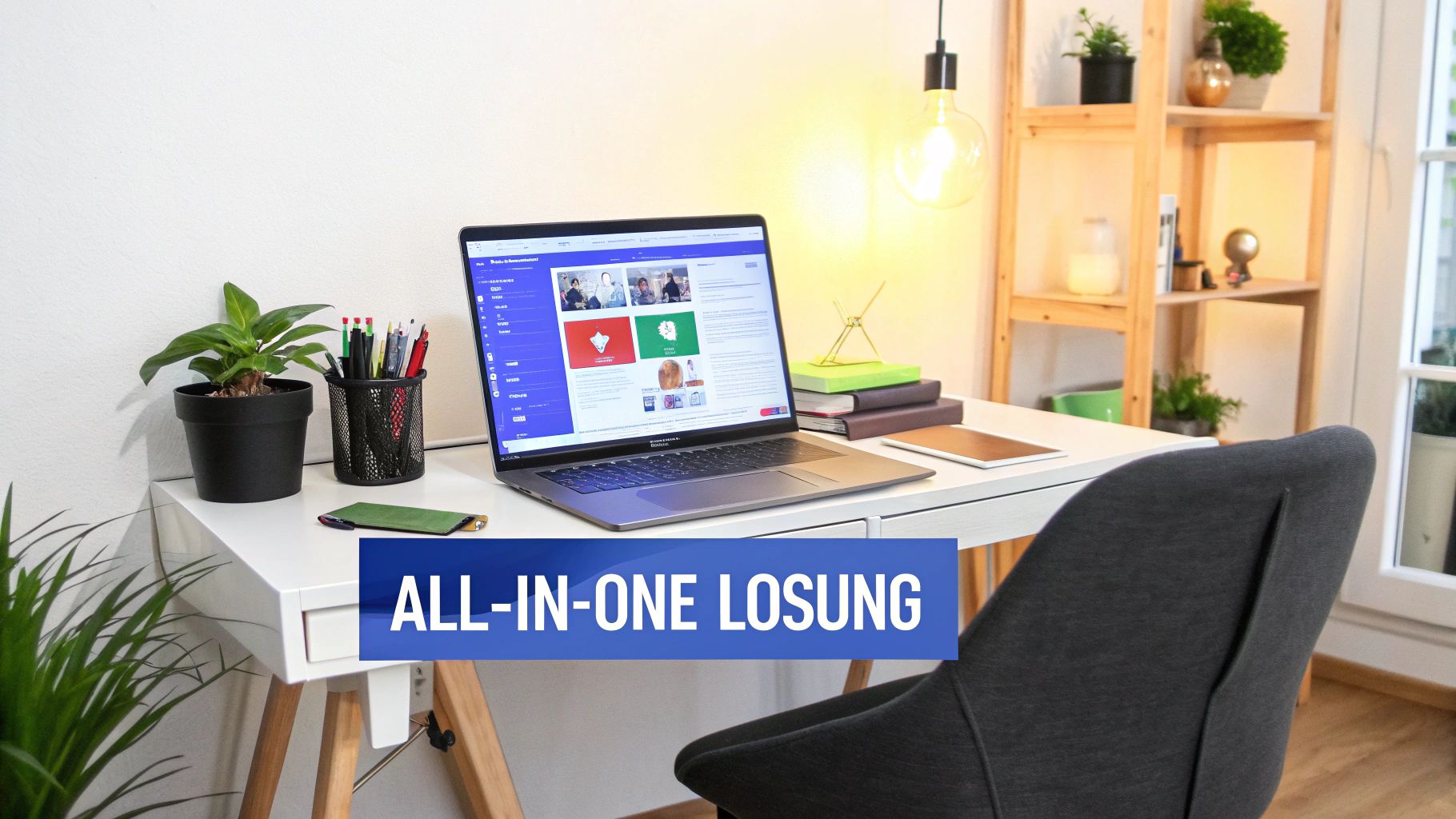 Eine Person arbeitet an einem Laptop und plant die Struktur eines Online-Kurses.