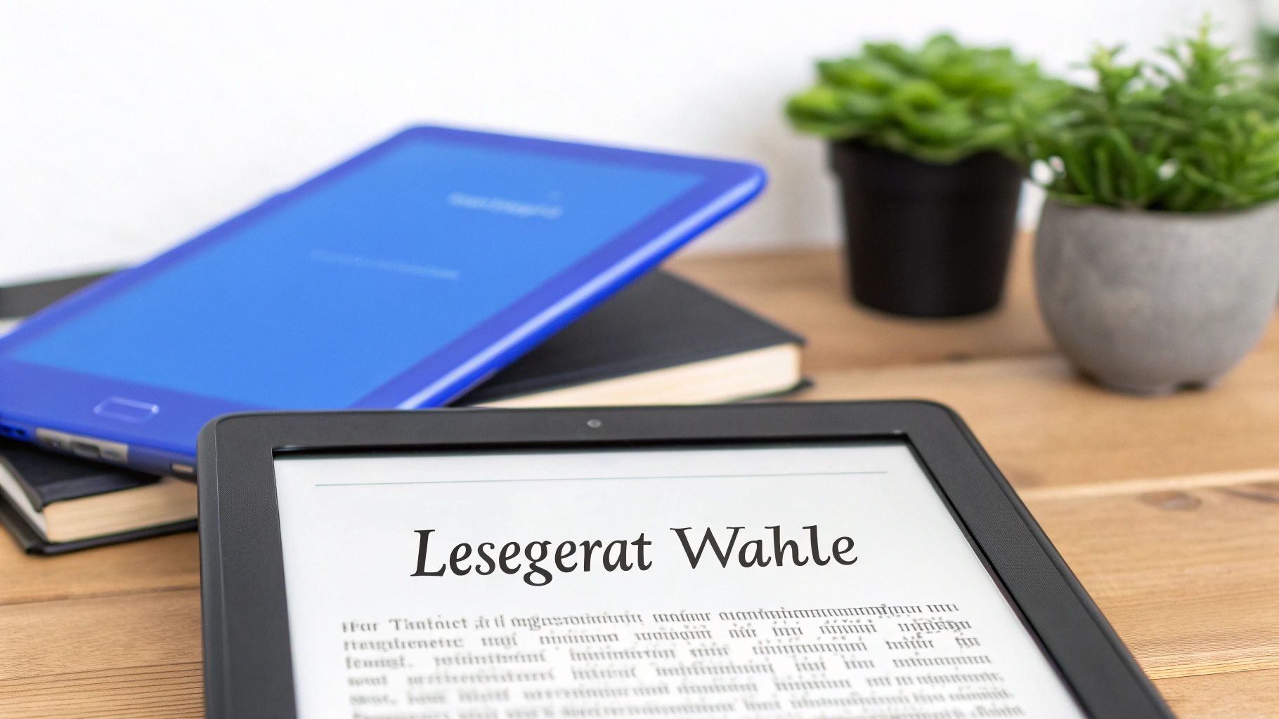 Eine Person liest ein E-Book auf einem Tablet in einem gemütlichen Raum