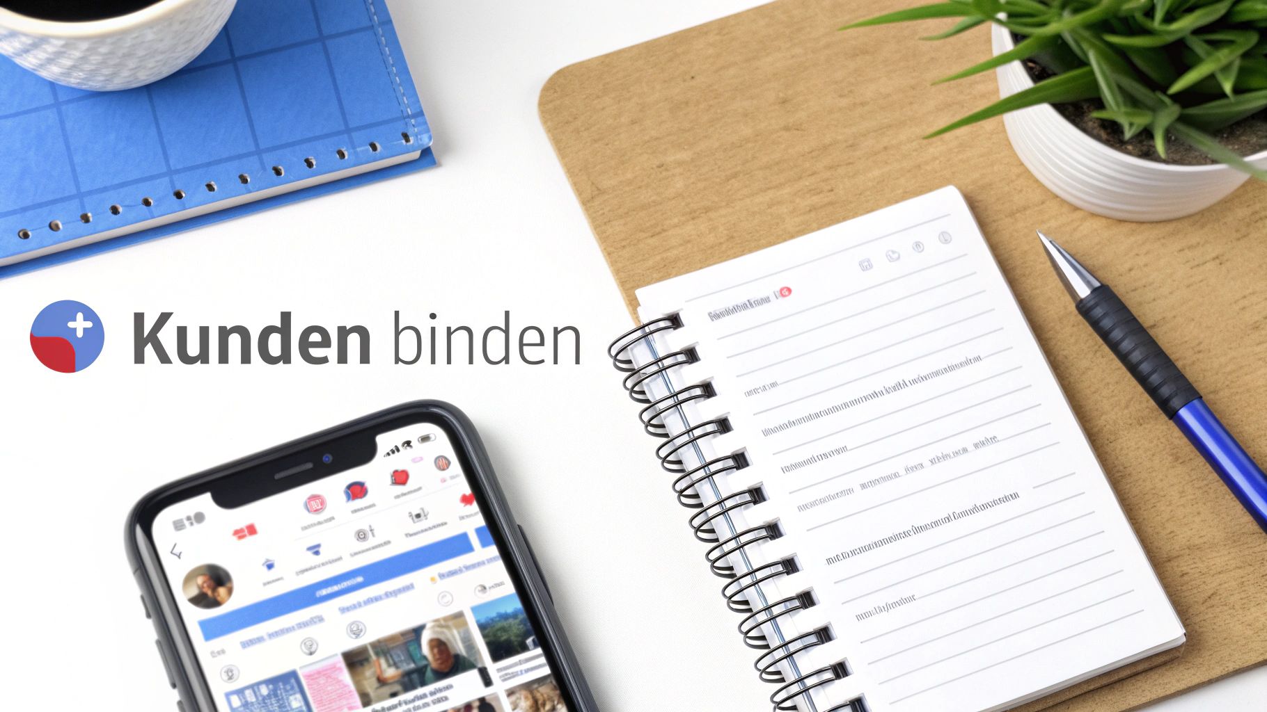 Eine Person sitzt an einem Schreibtisch und entwickelt auf einem Laptop eine Marketingstrategie.