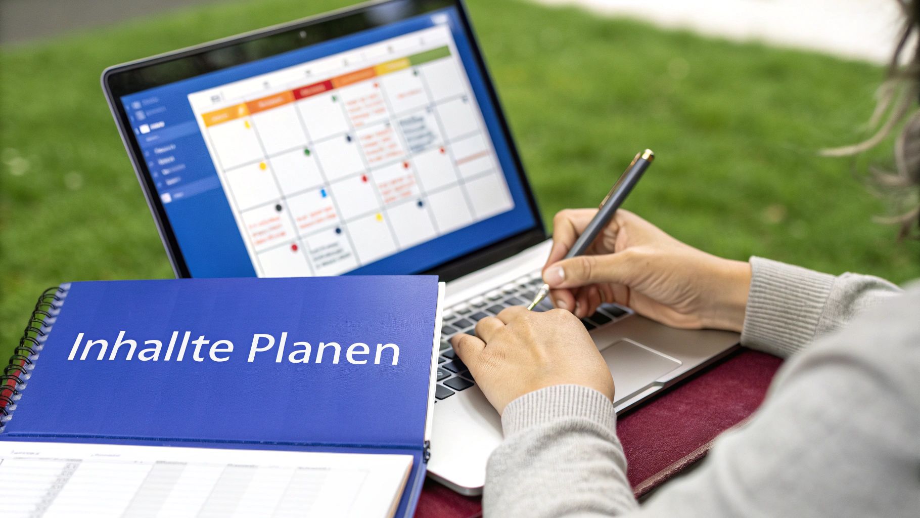 Eine Person skizziert Ziele und Zielgruppen-Personas auf einem Whiteboard