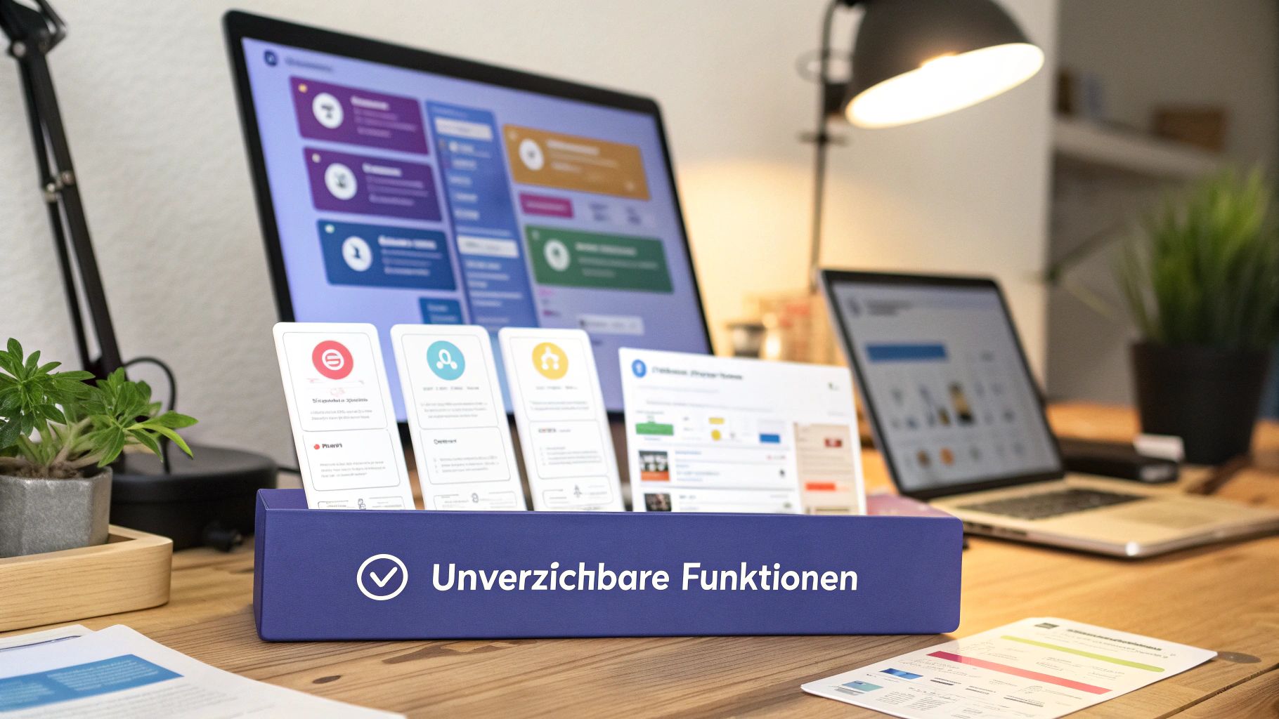 Eine Person nutzt ein Tablet, um die Funktionen einer Online-Kurs-Plattform zu prüfen.