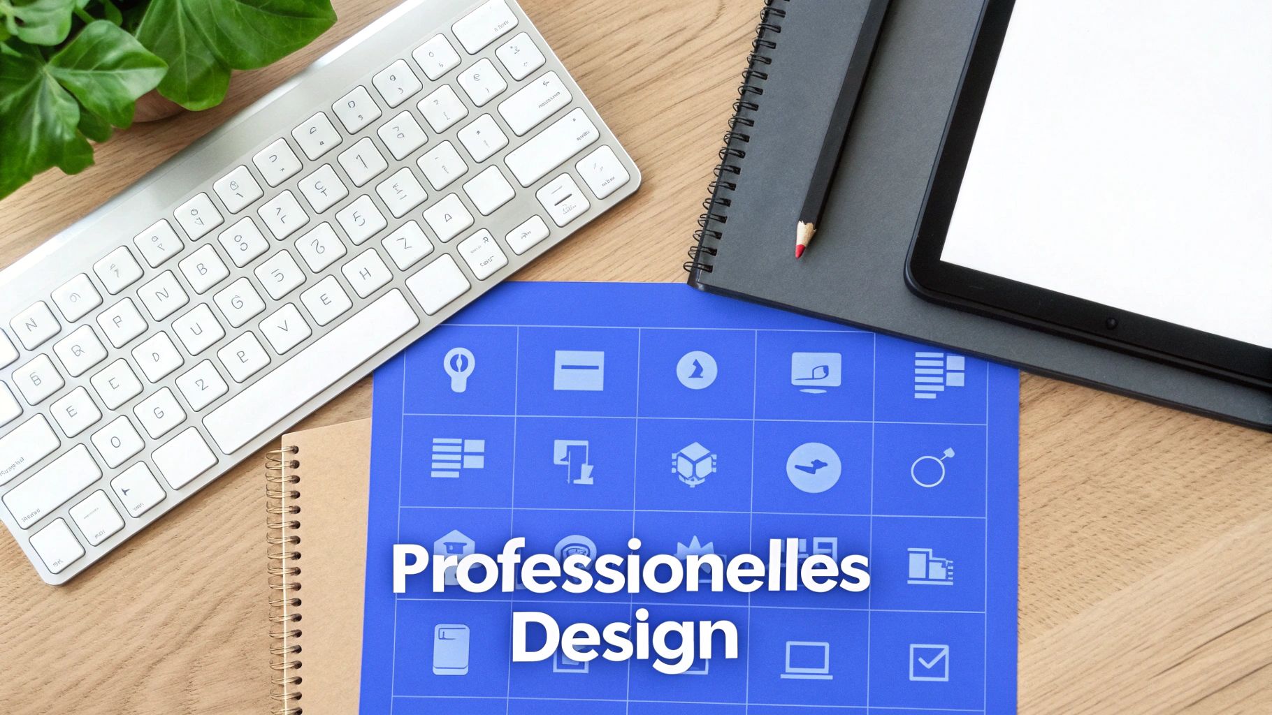 Ein Laptop zeigt das Cover eines E-Books, daneben eine Kaffeetasse und Notizen