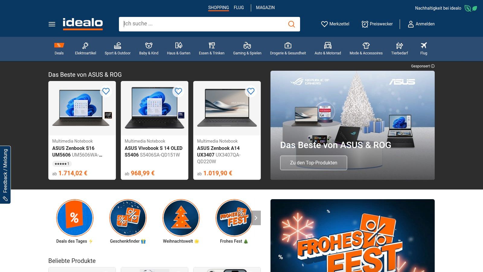 idealo.de – Preisvergleich mit 'Beliebte Produkte/Bestseller'