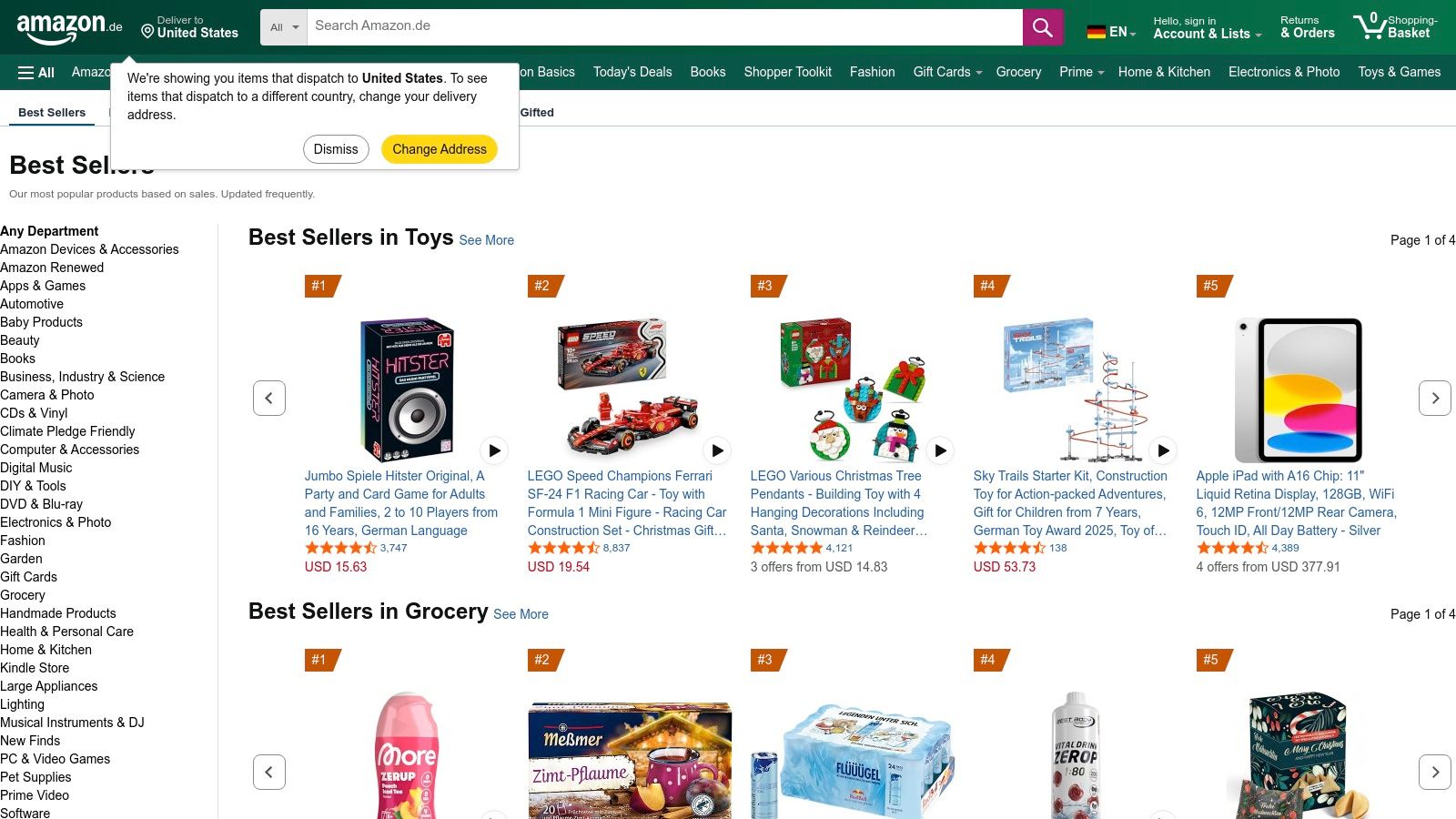 Amazon.de – Bestseller-Listen