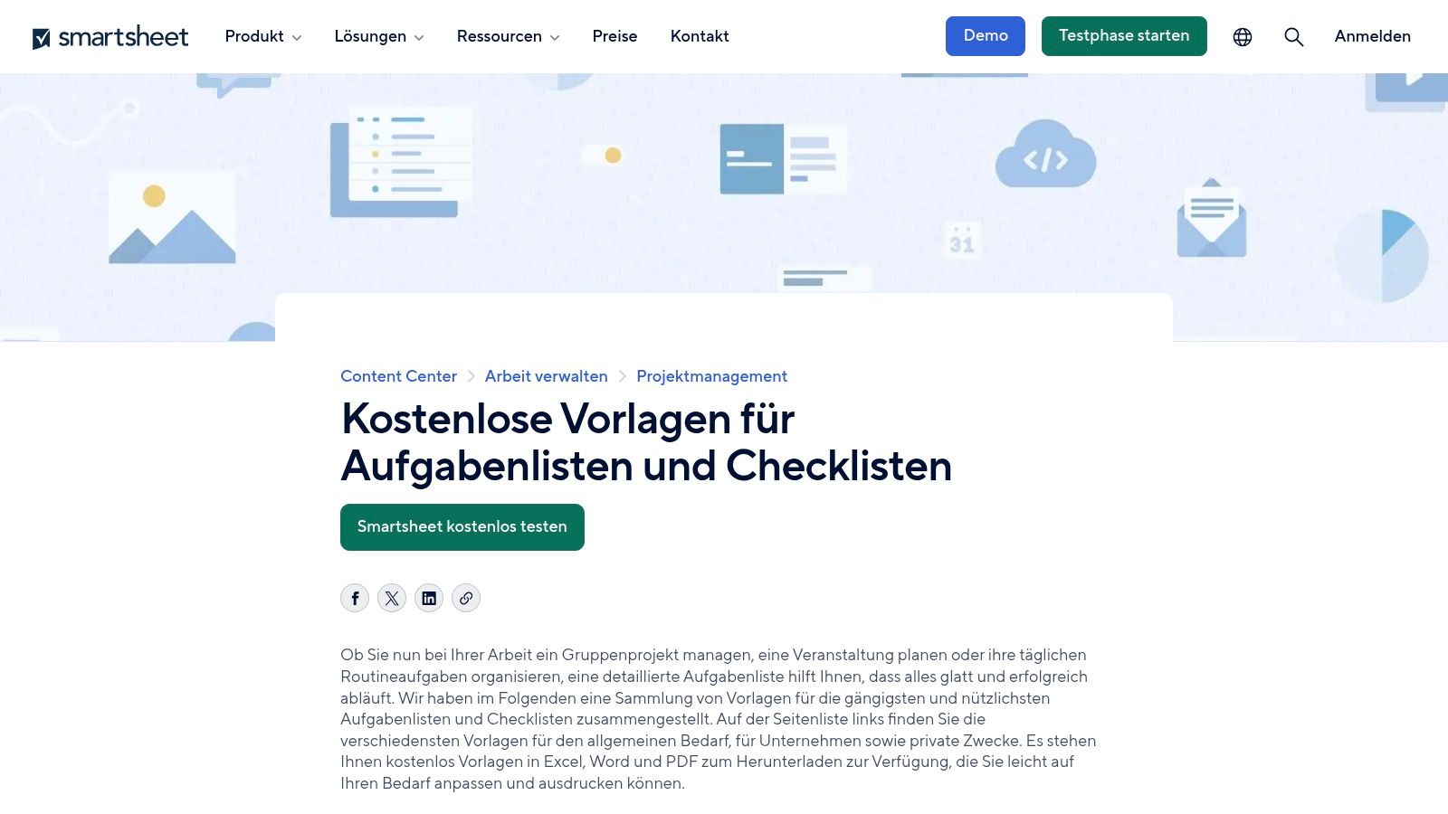 Smartsheet (DE) – kostenlose Excel‑Checklisten