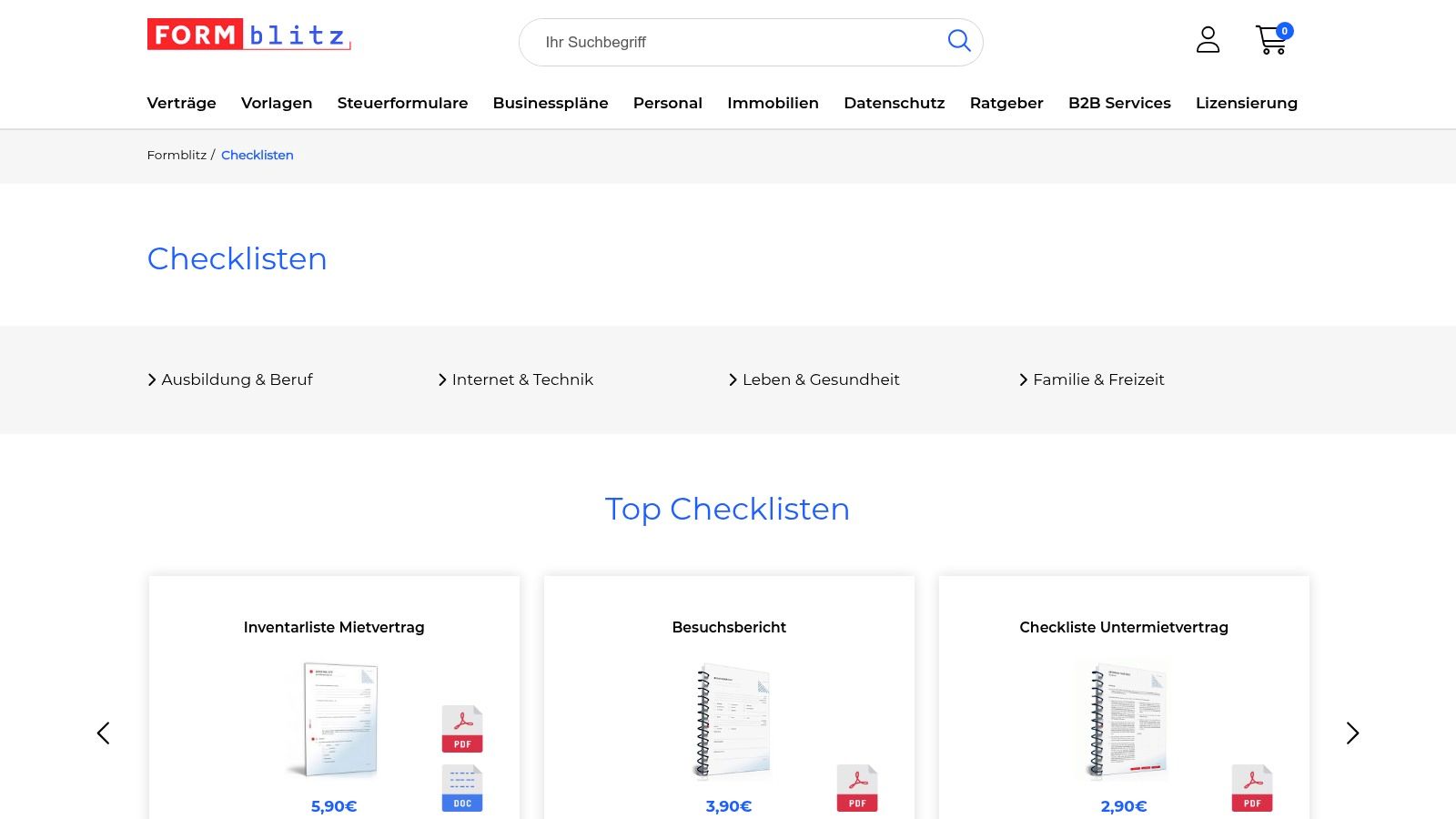 FORMBLITZ.de – Checklisten & Excel‑Vorlagen (DE)