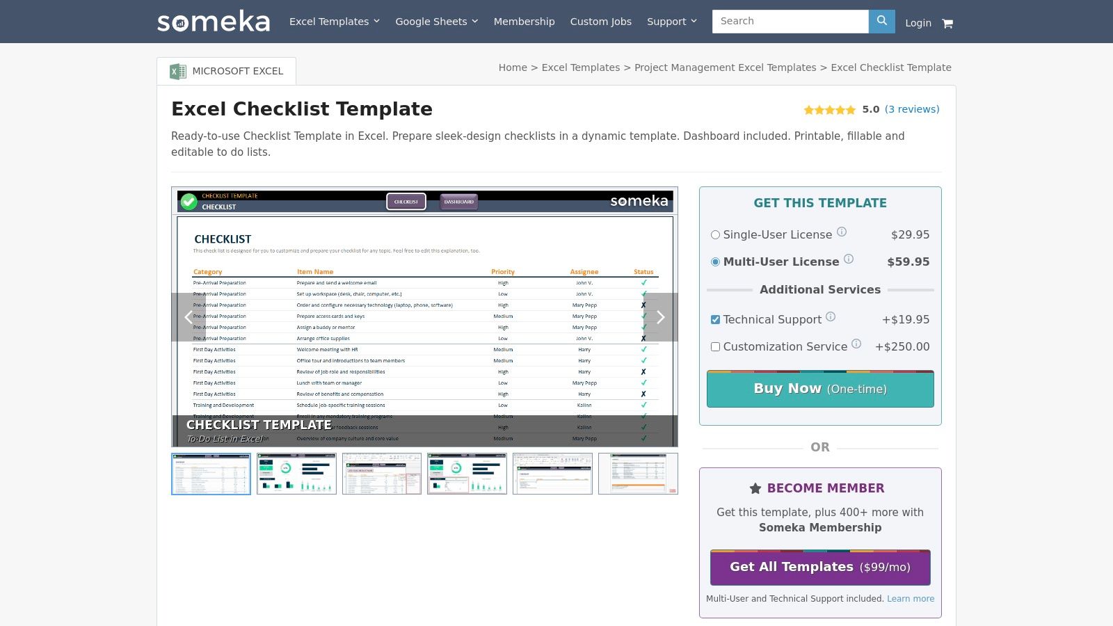 Someka – professionelle Excel-Checklisten (kostenpflichtig)