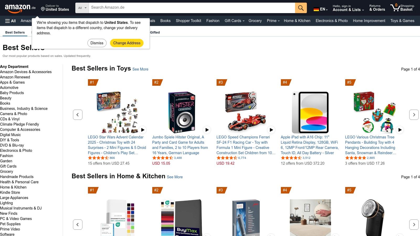 Amazon.de – Bestseller-Listen