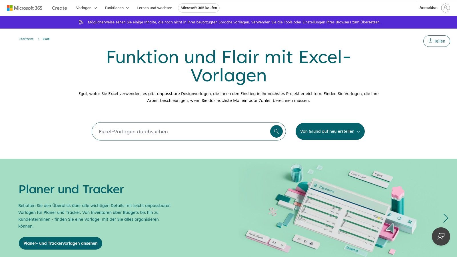 Microsoft Create – Excel‑Vorlagen
