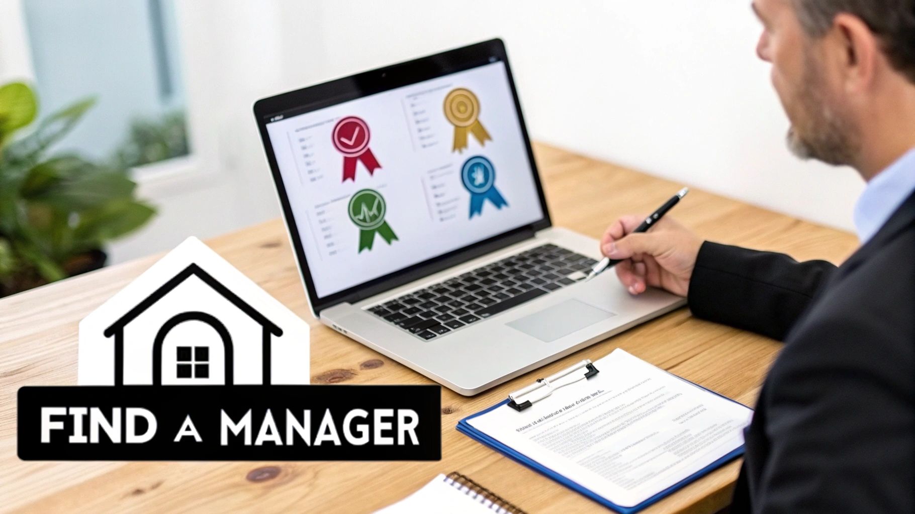 A checklist on a clipboard with a pen, symbolising the process of choosing a property manager. Property management guide