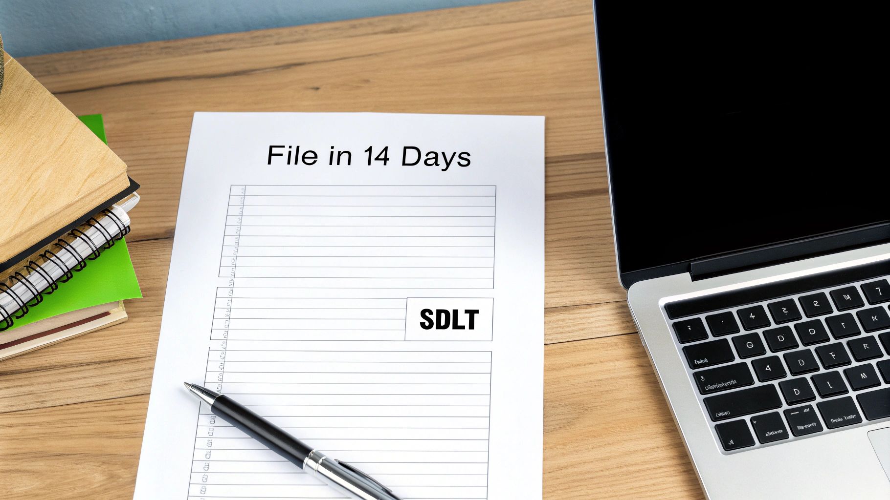 A person signing official property documents at a desk