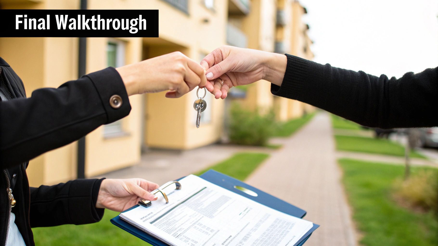 A set of apartment keys being handed over, symbolising the final step of a tenancy.