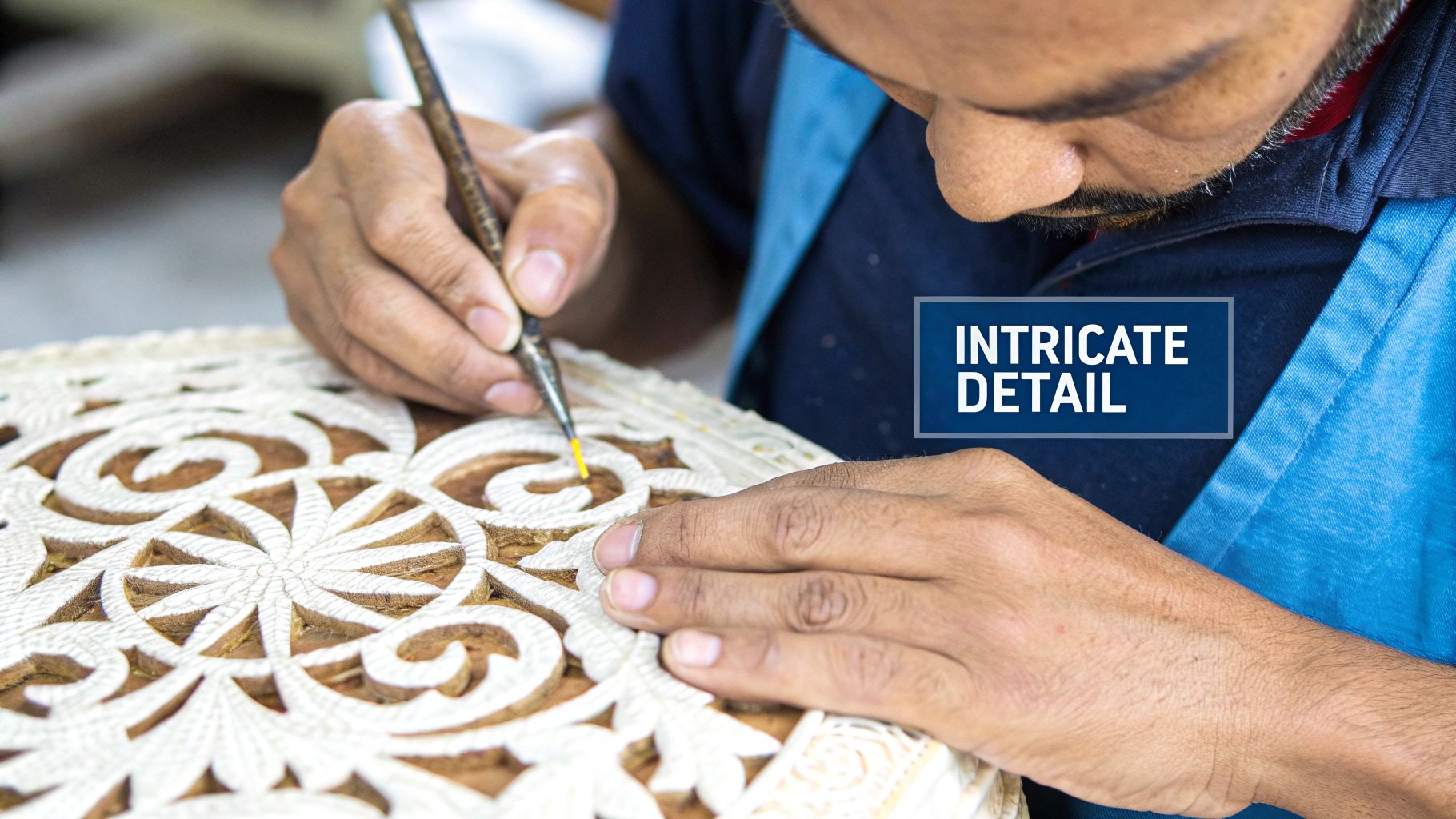 An intricate design on a building, showcasing detailed patterns and stonework