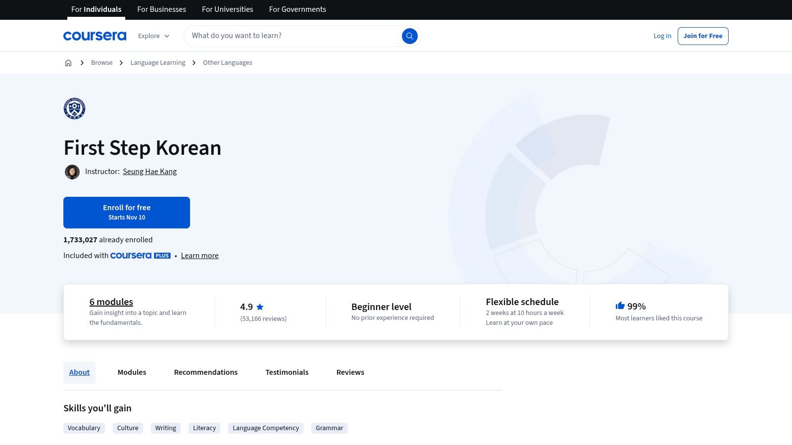 Coursera – First Step Korean (Yonsei University)