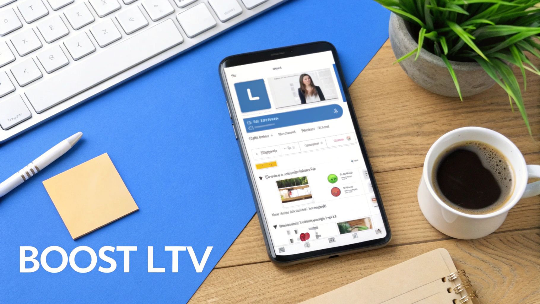 Two arrows pointing in opposite directions, one labeled "Lower CAC" and the other "Increase LTV", indicating a balanced strategy.