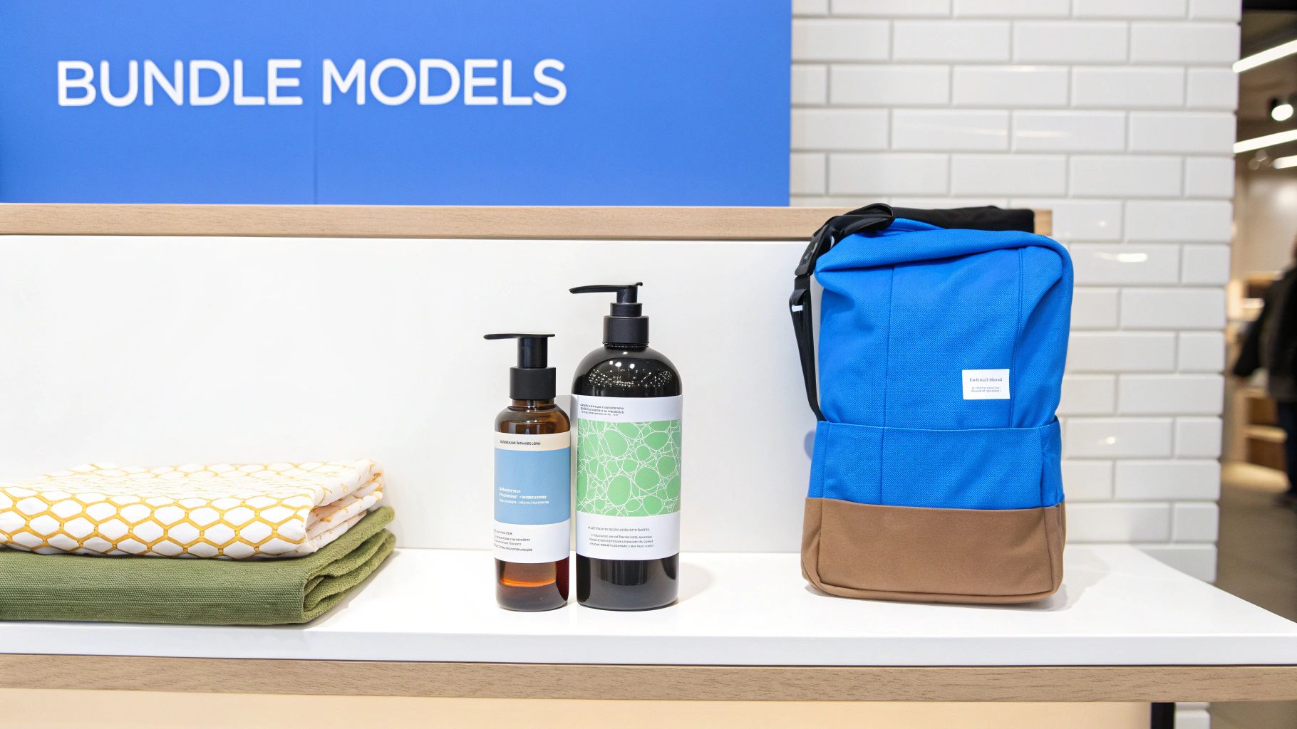 A collection of beauty products neatly arranged for a product bundle.