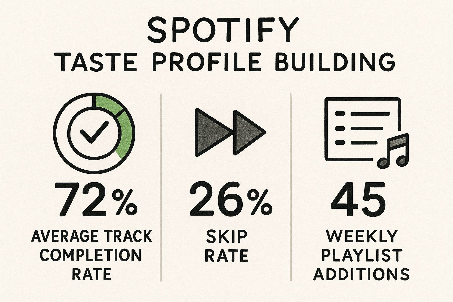 Infographic showing key data about Spotify's Taste Profile Building