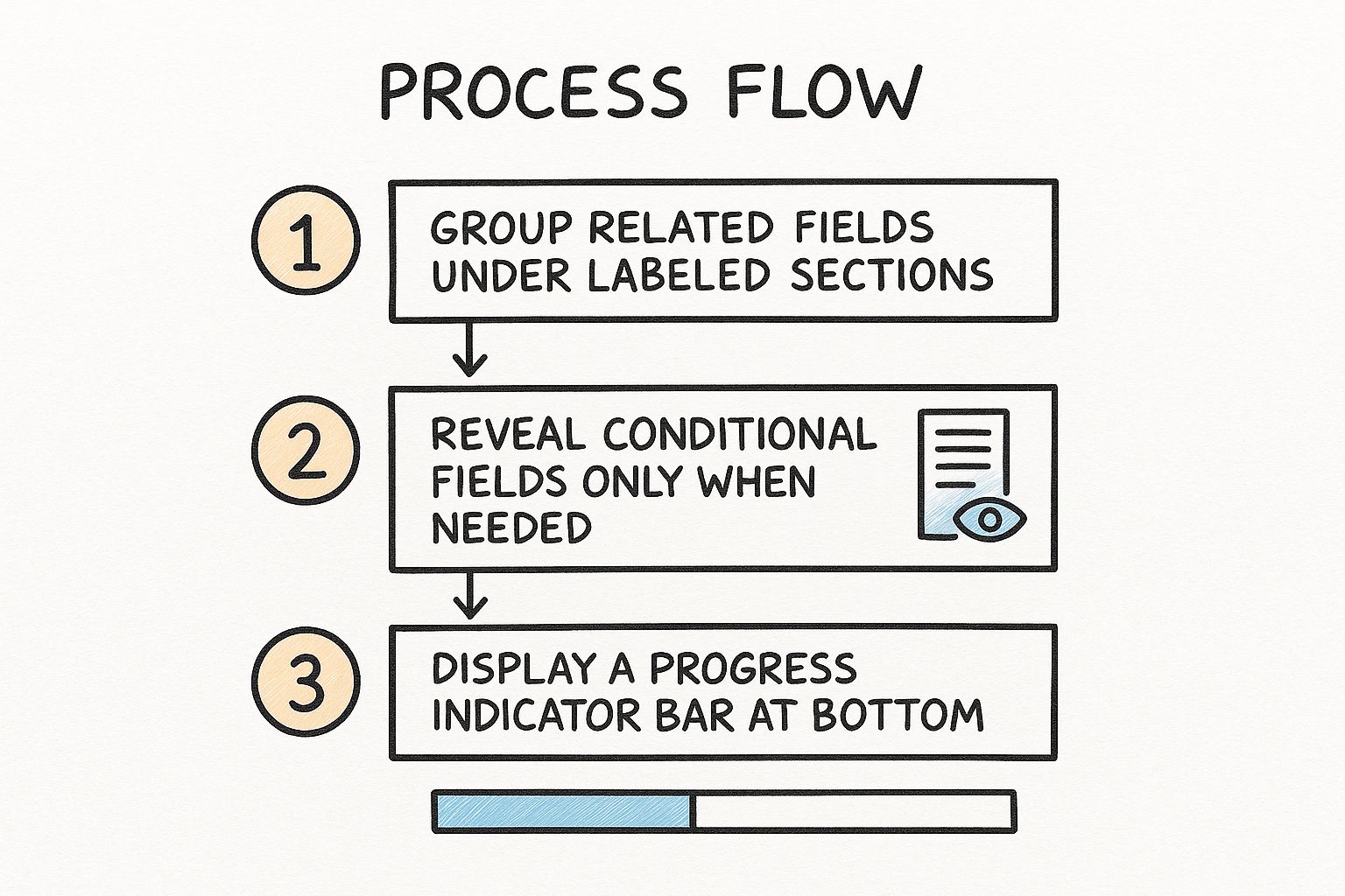 Infographic showing key data about Logical Field Grouping and Progressive Disclosure