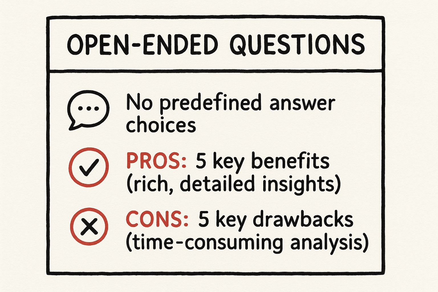Infographic showing key data about Open-Ended Questions