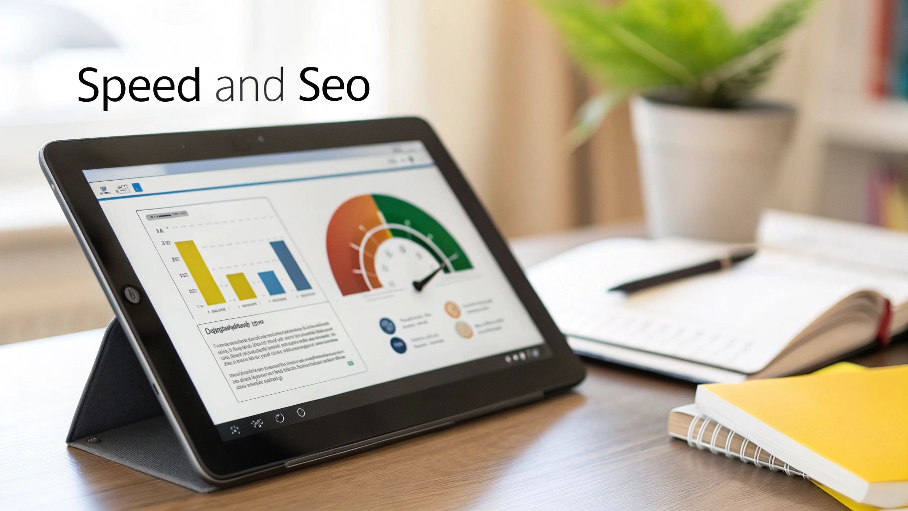 A laptop screen showing a website's performance score on Google PageSpeed Insights