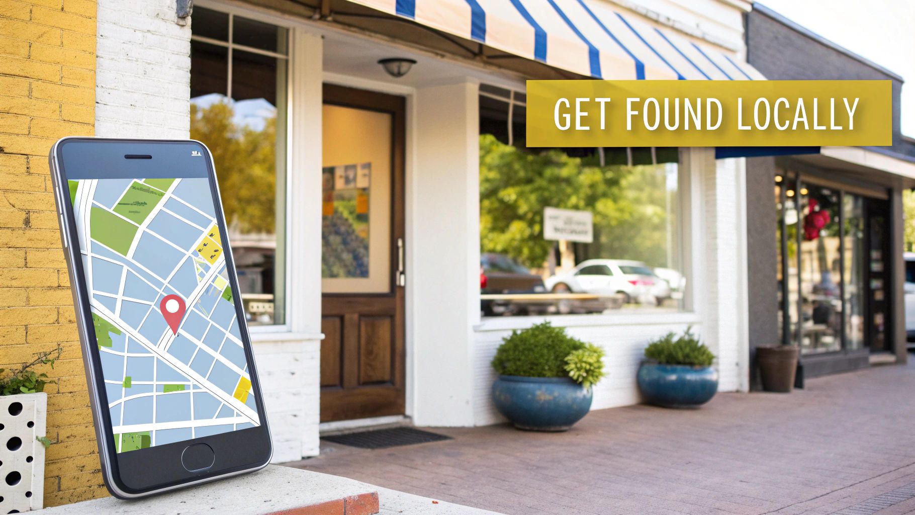 A laptop screen displaying a Google Maps search for local businesses, indicating a business's visibility.