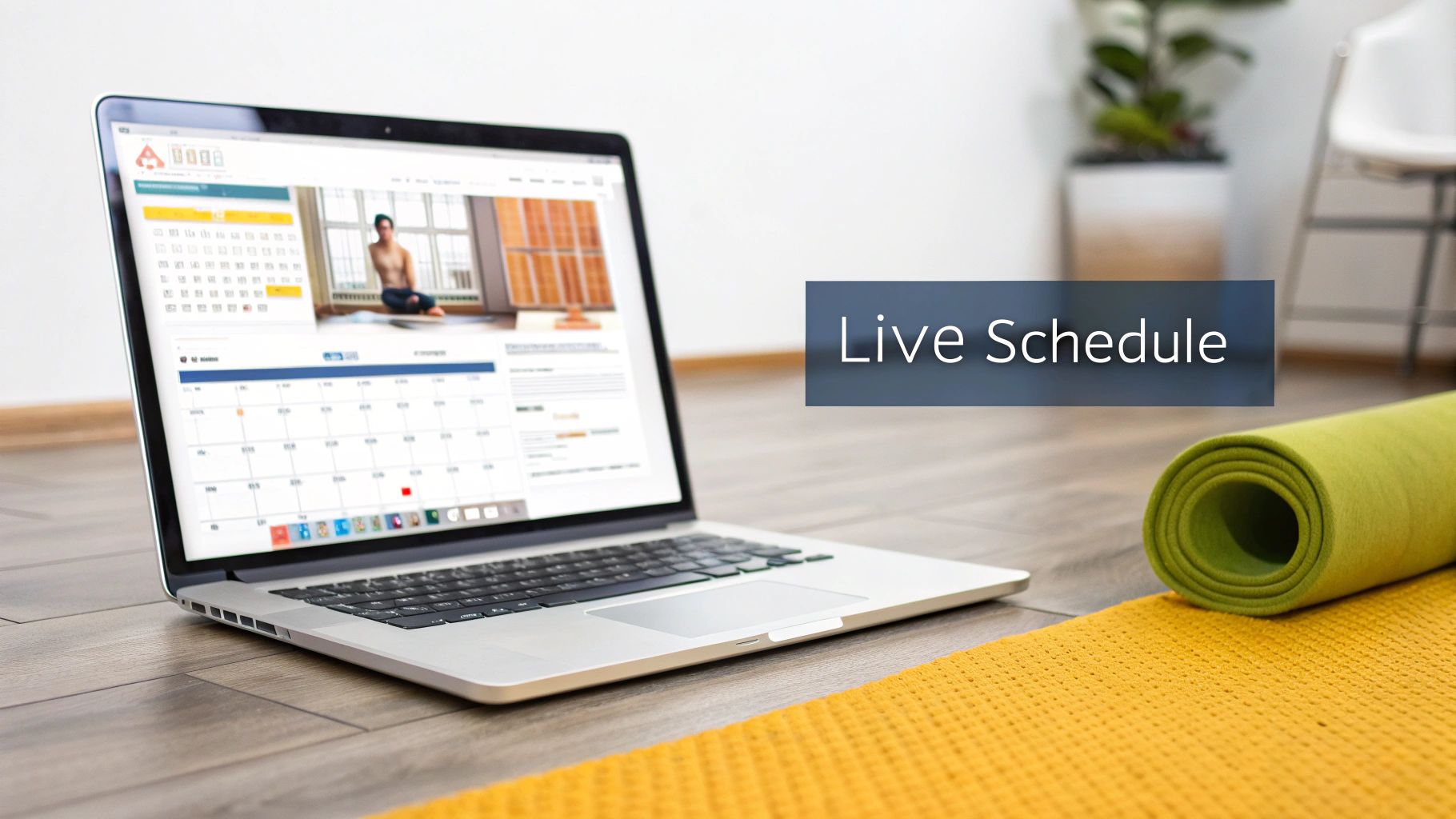A digital calendar on a laptop screen showing scheduled events.