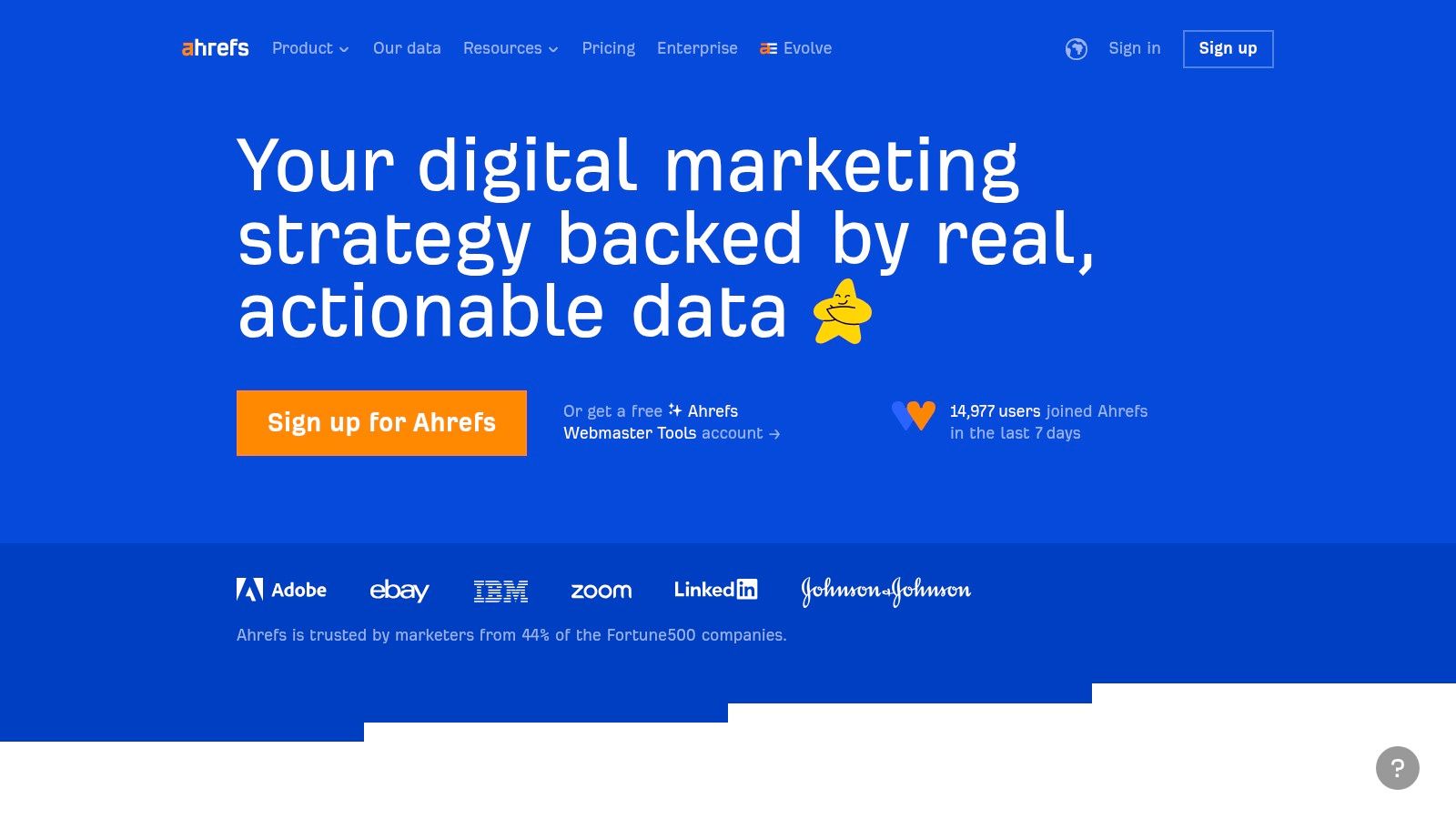 Ahrefs Dashboard showing an overview of website performance metrics.