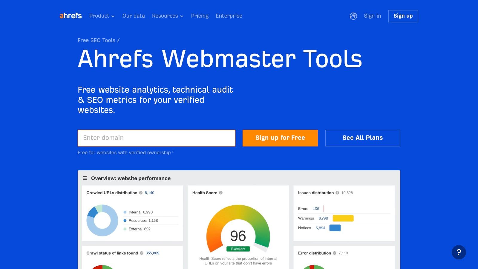 Ahrefs Webmaster Tools
