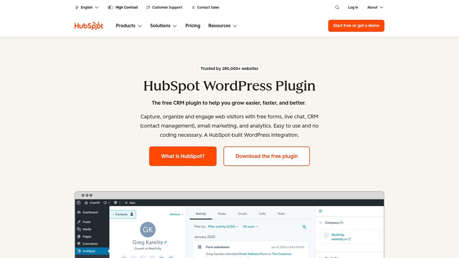 HubSpot (Official WordPress Plugin + CRM)