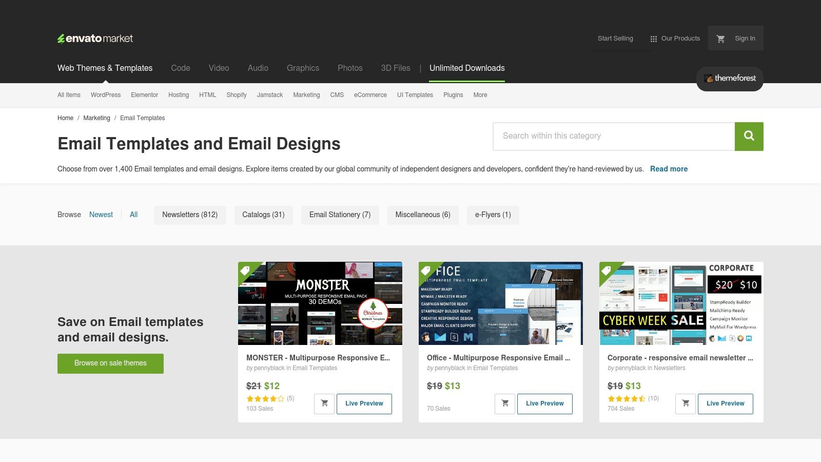 ThemeForest – Email Templates Marketplace
