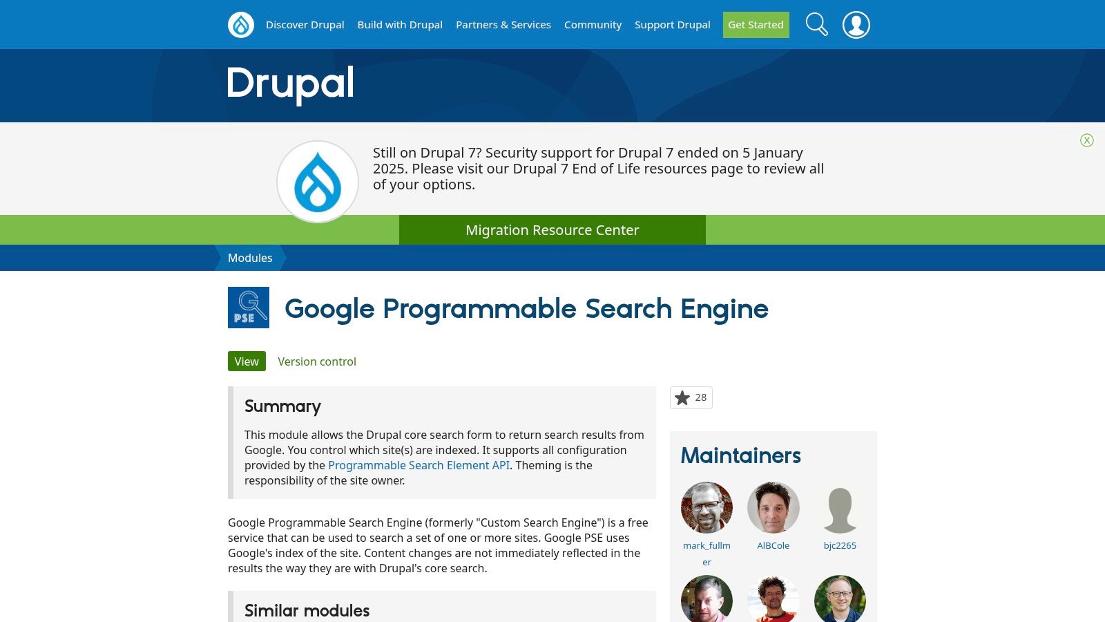 Drupal module: Google Programmable Search Engine (google_cse)