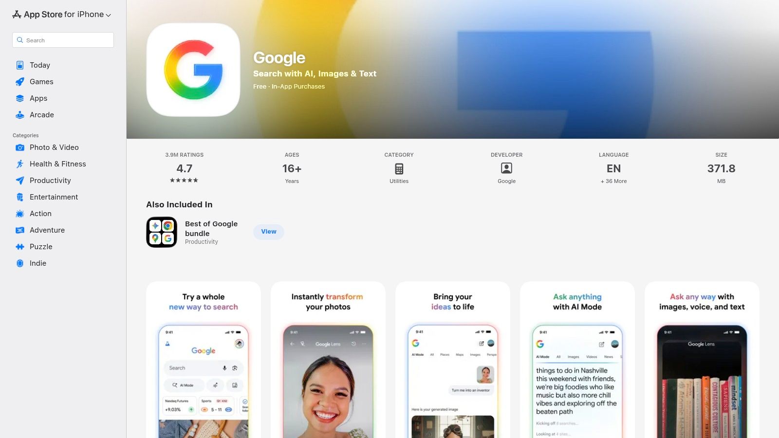 Google app (iOS) – official Google Search widget for iPhone/iPad