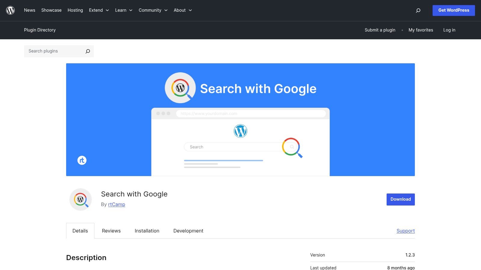WordPress plugin: Search with Google (rtCamp)