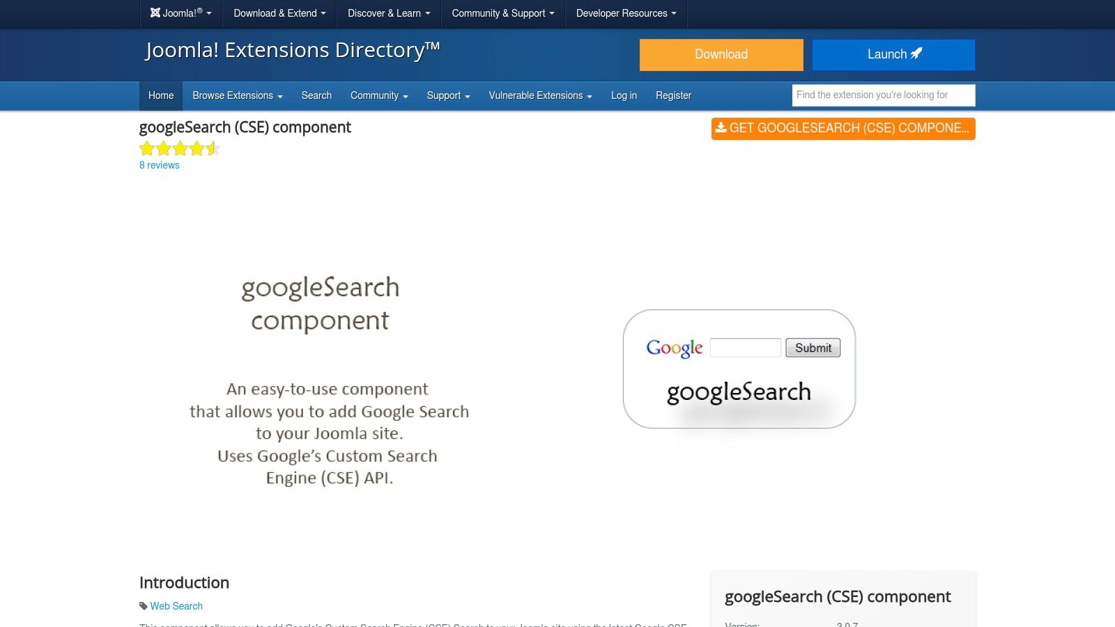 Joomla extension: googleSearch (CSE) component by kksou