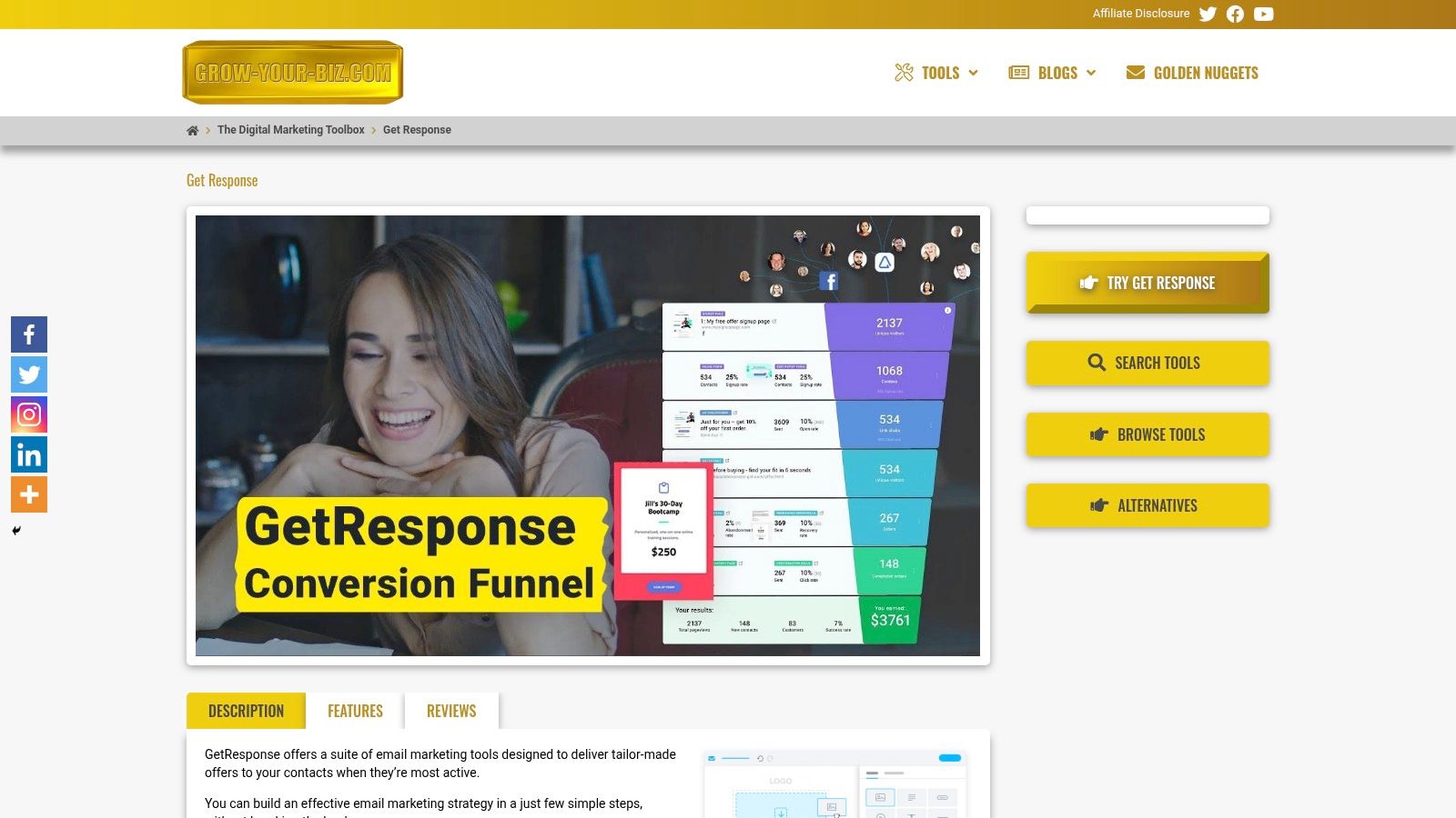 GetResponse – drag‑and‑drop email builder