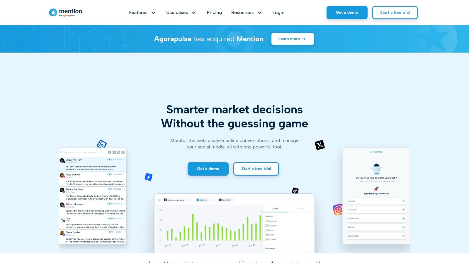 Mention dashboard showing social media monitoring results