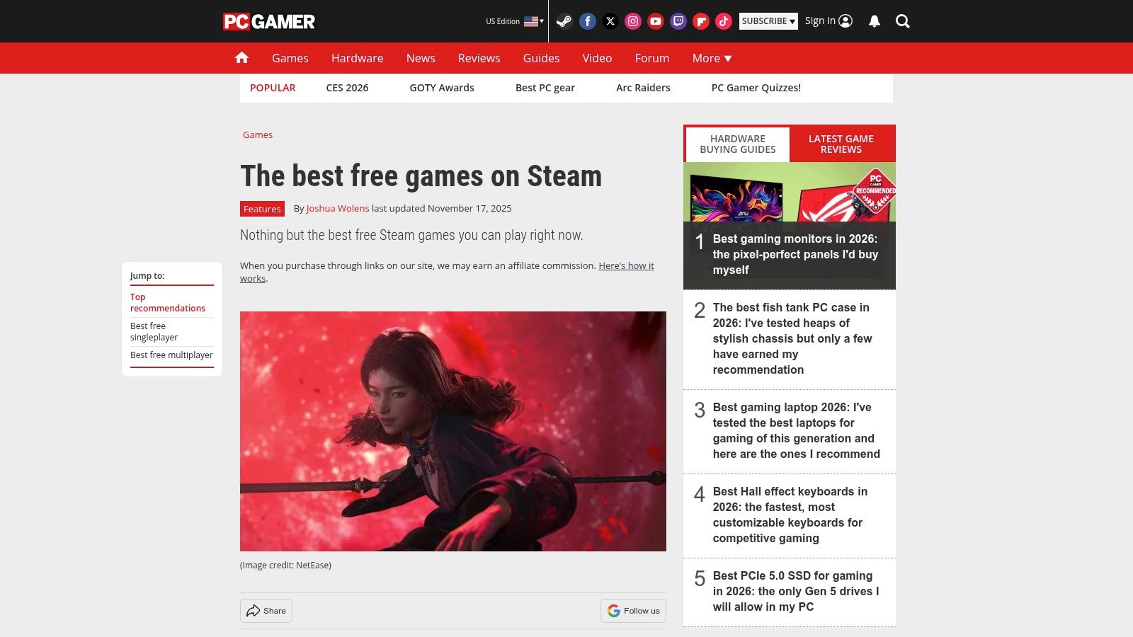 PC Gamer – “Best free Steam games” guide