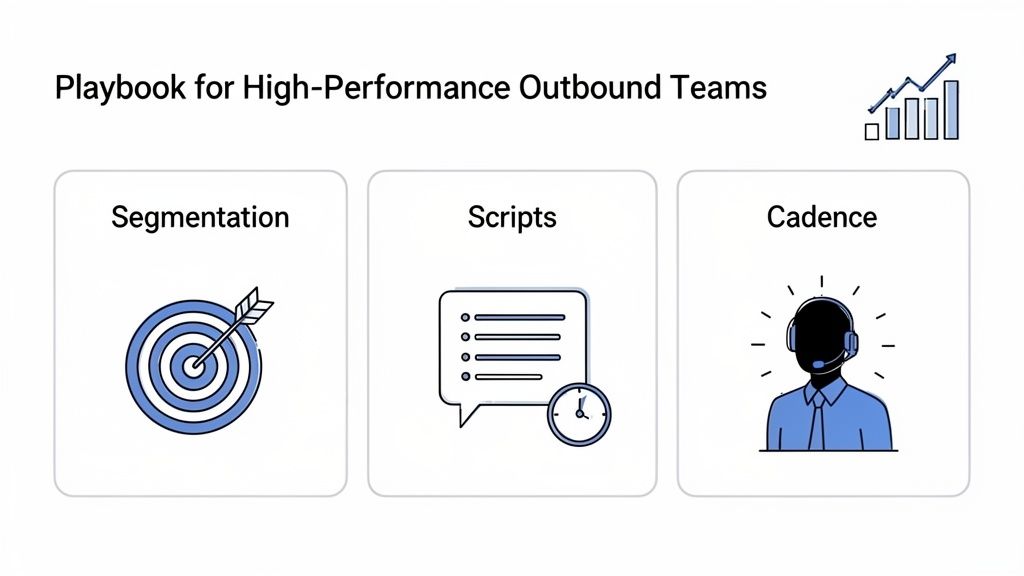 Playbook showing segmentation, scripts, and cadence for high-performance outbound sales teams.