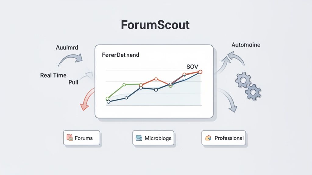 ForumScout data visualization showing trends and share of voice from forums, microblogs, and professional platforms.