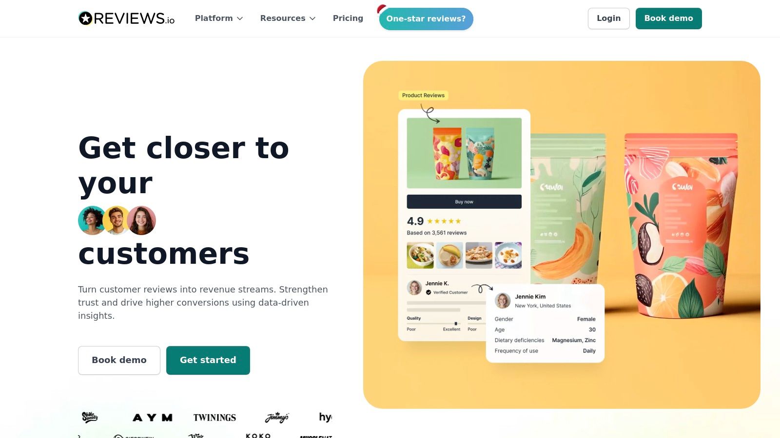 REVIEWS.io Reputation Manager showcasing customer reviews and ratings
