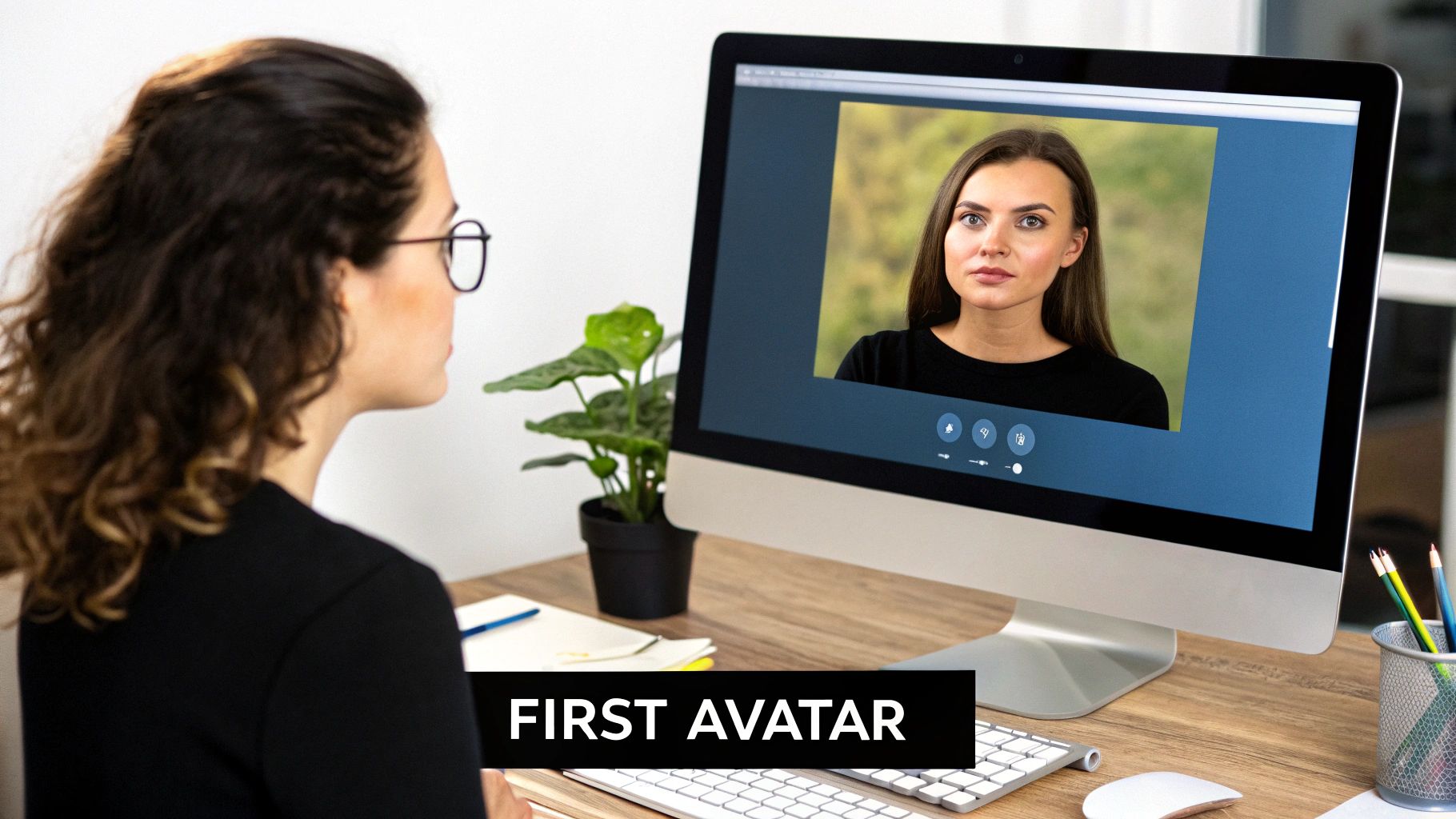 A screenshot of the CreateInfluencers homepage showing a simple interface for generating AI avatars from photos.
