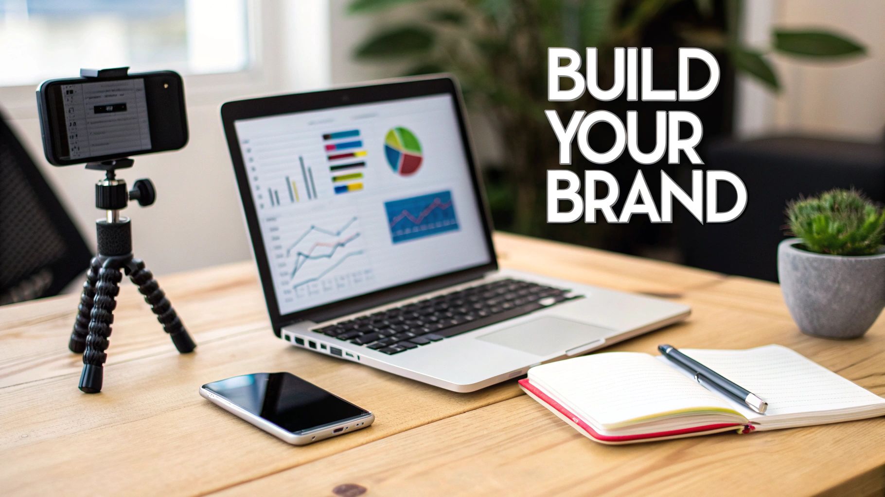 A person sitting on a couch, planning their Instagram content on a laptop, with a notebook and coffee nearby.