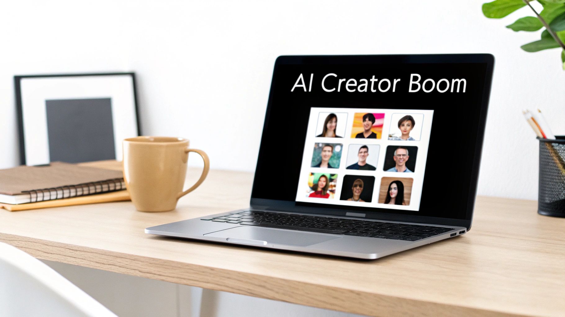 A stylized, futuristic image of an AI-generated woman with neon and digital accents, representing the concept of an AI influencer.