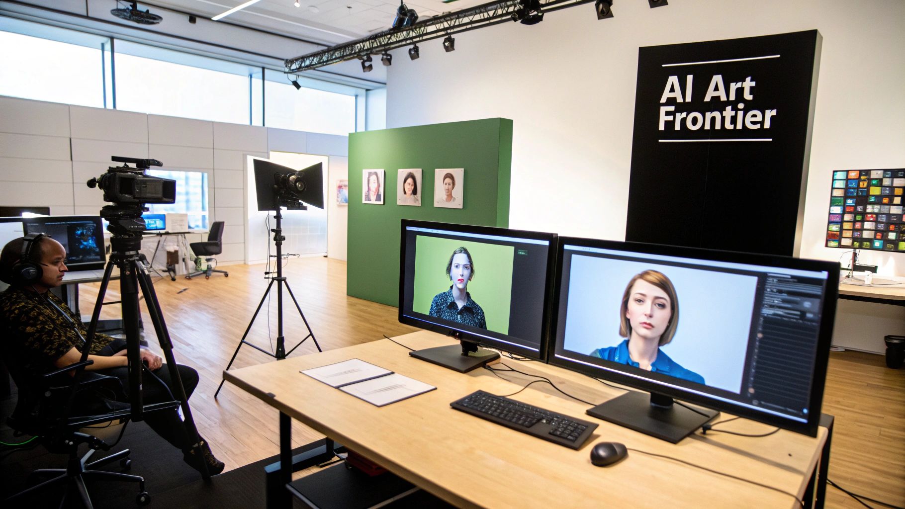 A stylized, artistic representation of an AI-generated character with vibrant colors and intricate details, hinting at the creative possibilities of AI art.