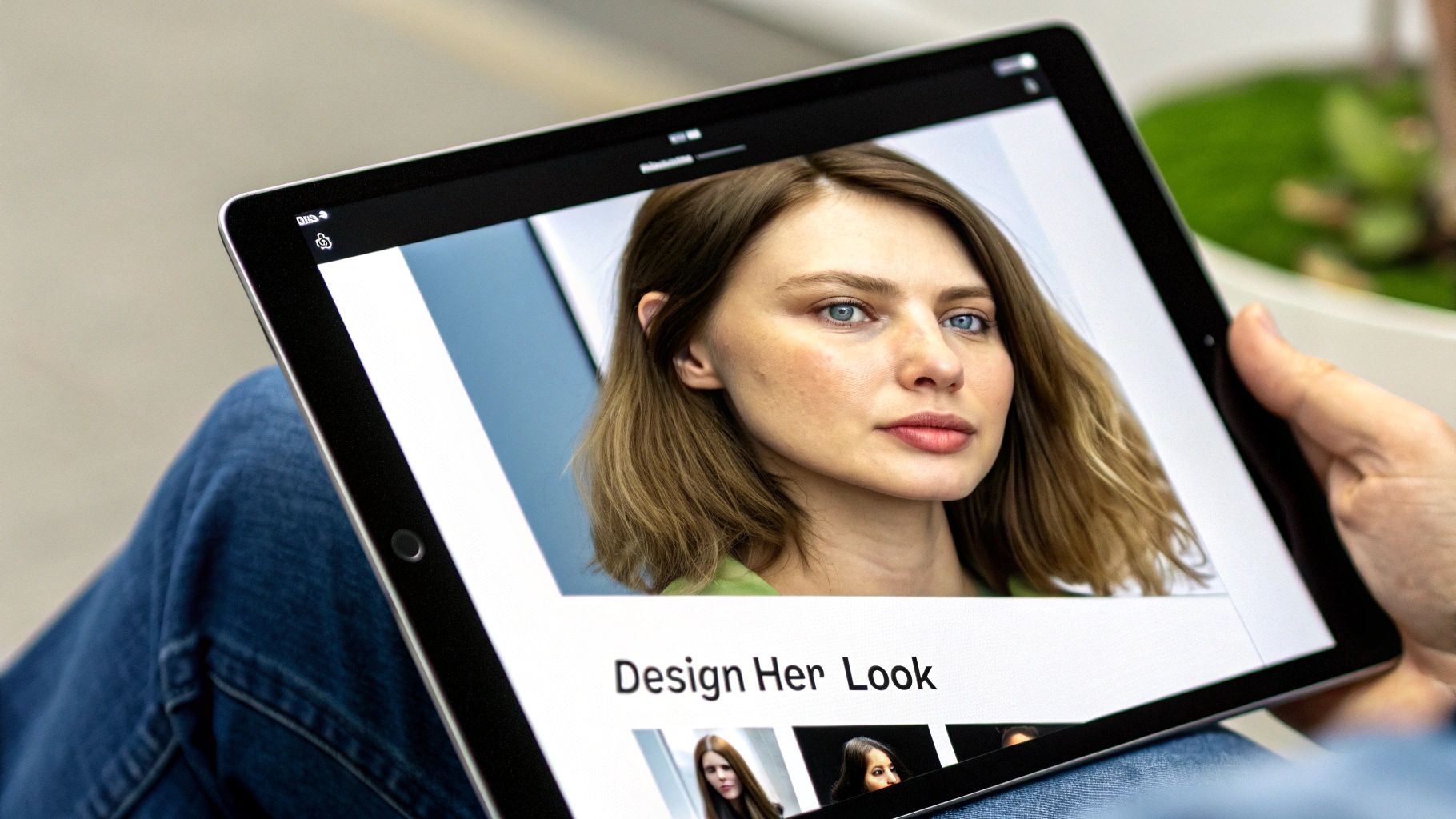 An AI generated image of a woman with distinct facial features, showcasing avatar customization