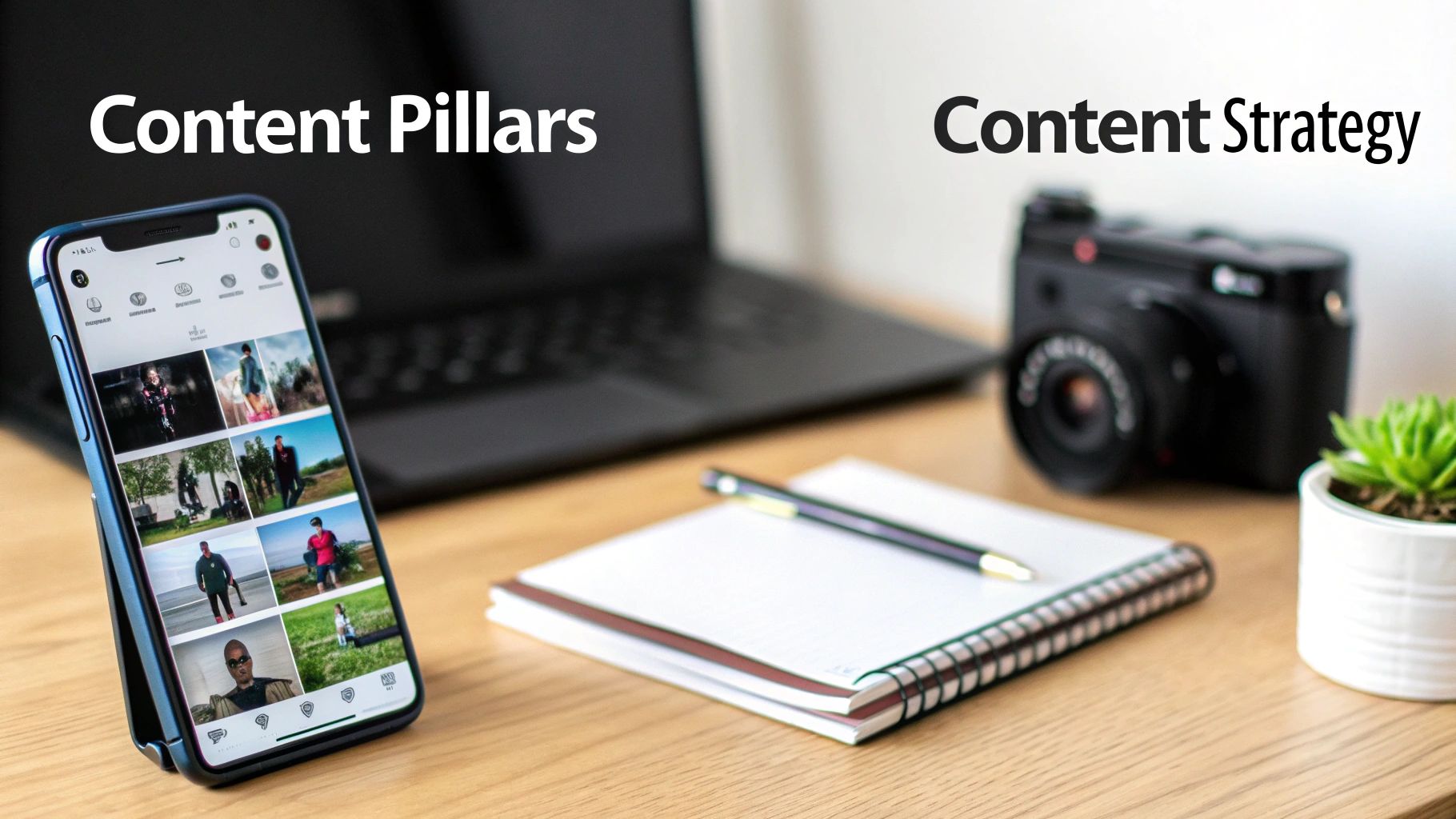 A content creator planning their Instagram posts on a calendar.