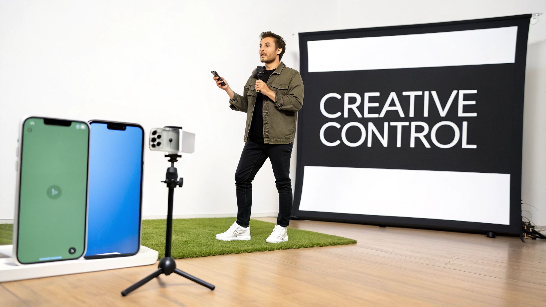 An AI-generated influencer collaborating with a luxury fashion brand in a futuristic city setting